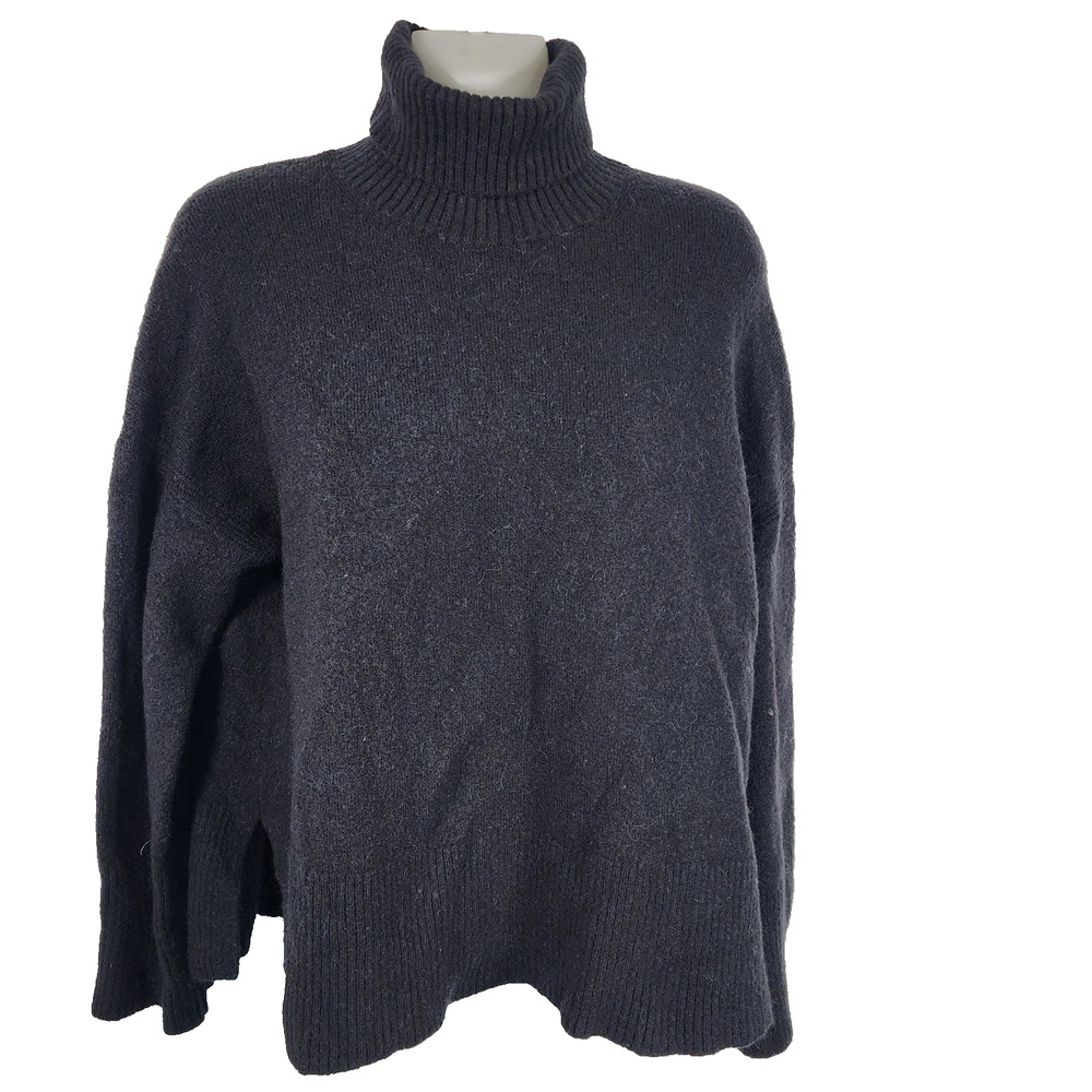J. Crew Womens Turtleneck Sweater Supersoft Yarn Small Black Wool Alpaca BD143
